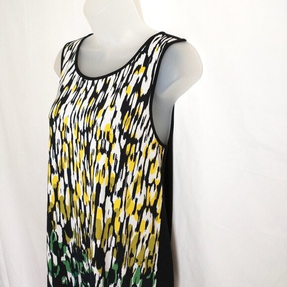 Banana Republic Factory M Ombre Floral Sheath Dress Black Green Yellow Shift - Picture 4 of 10